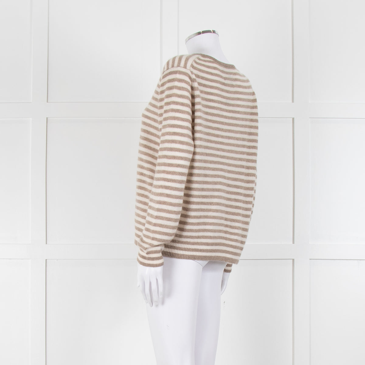 Jumper 1234 Stone And Cream Stripe Cashmere Jumper