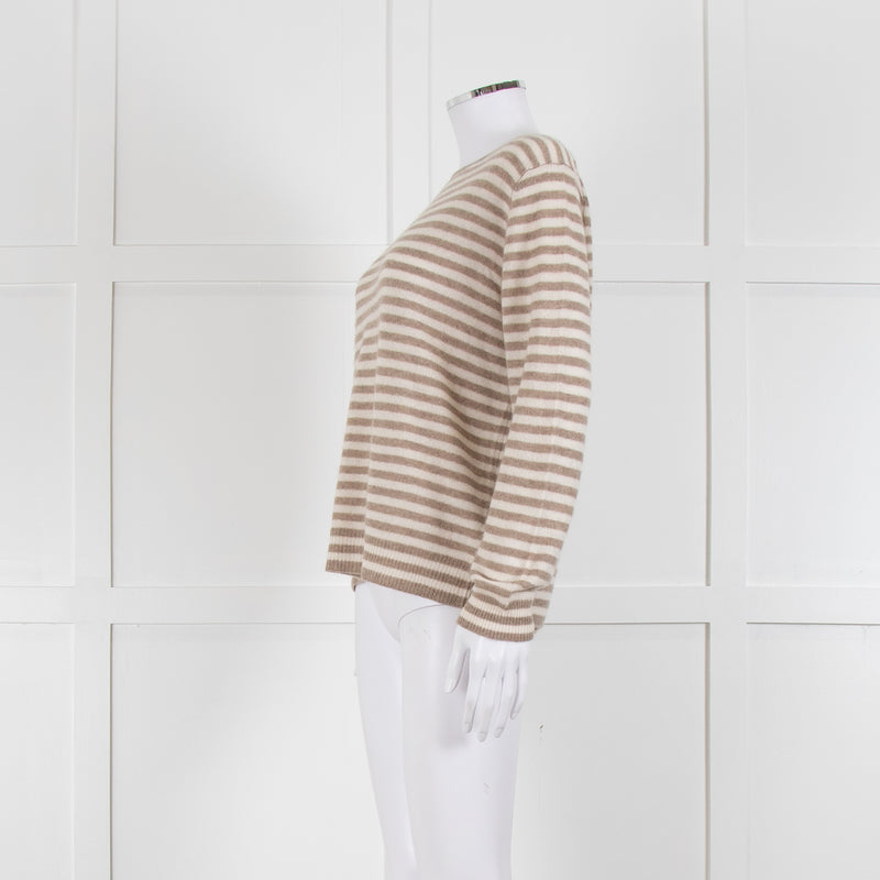 Jumper 1234 Stone And Cream Stripe Cashmere Jumper