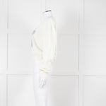 Ganni Ivory Cotton Cropped Sweatshirt With Silver Butterfly Motif