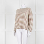 Jumper 1234 Stone And Cream Stripe Cashmere Jumper
