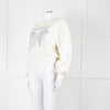 Ganni Ivory Cotton Cropped Sweatshirt With Silver Butterfly Motif