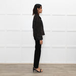 All Saints Grey Suede Fringed Zip Up Jacket