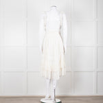 Ulla Johnson Cream Broderie Anglaise Strappy Dress With Frill Tier