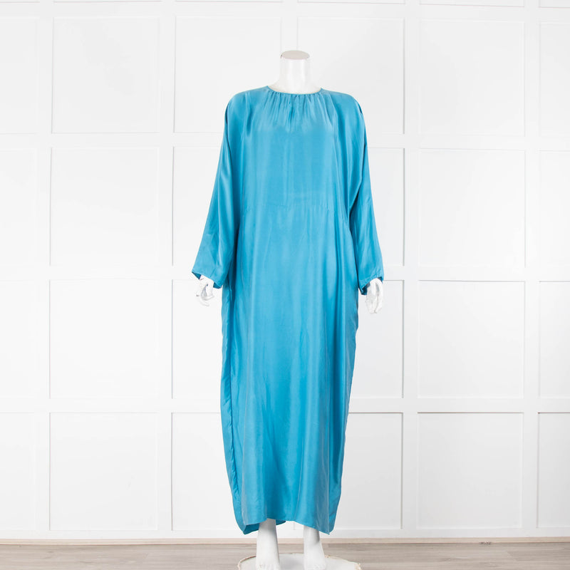 Asceno Rhodes Blue Moon Silk Kaftan Dress