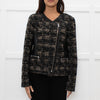 Rebecca Taylor Brown and Black Tweed Zip Jacket with Leather Trim