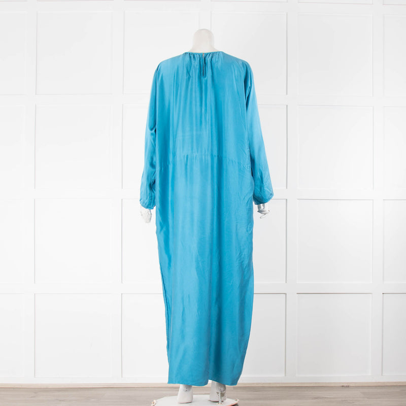 Asceno Rhodes Blue Moon Silk Kaftan Dress