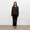 Rebecca Taylor Brown and Black Tweed Zip Jacket with Leather Trim