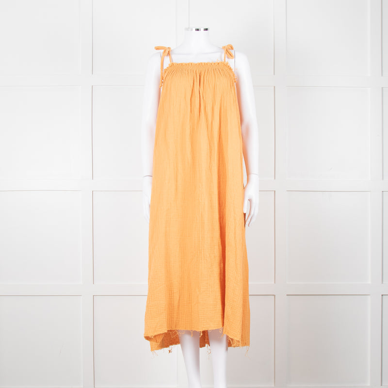 Loup Charmant Orange Cheesecloth Strappy Dress