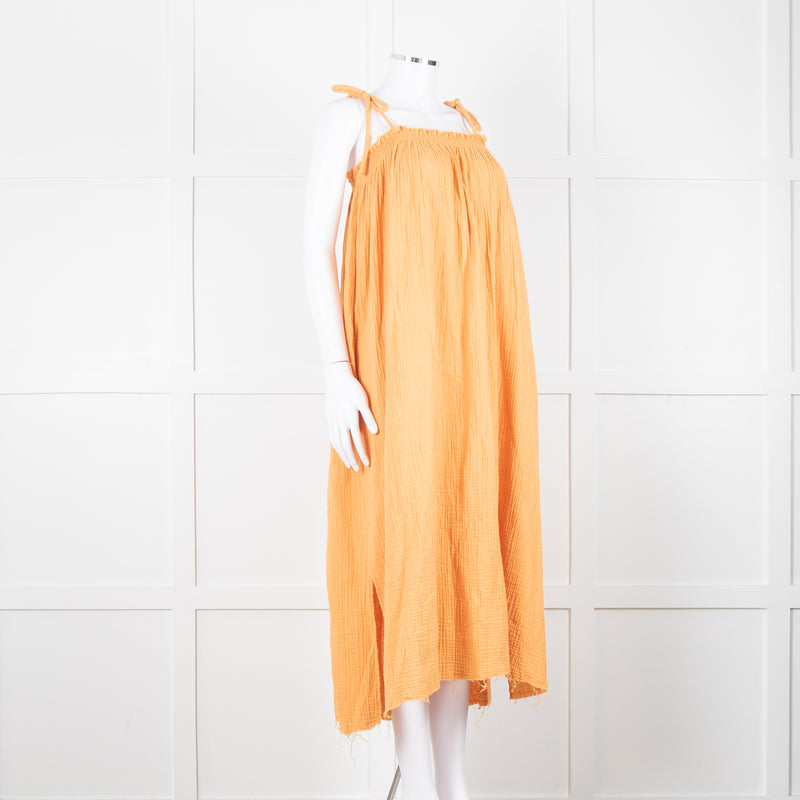 Loup Charmant Orange Cheesecloth Strappy Dress