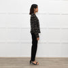 Rebecca Taylor Brown and Black Tweed Zip Jacket with Leather Trim