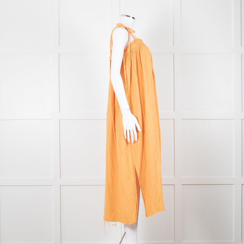 Loup Charmant Orange Cheesecloth Strappy Dress