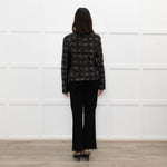 Rebecca Taylor Brown and Black Tweed Zip Jacket with Leather Trim