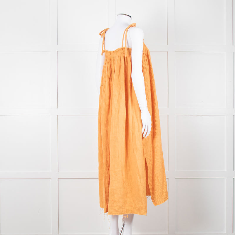 Loup Charmant Orange Cheesecloth Strappy Dress