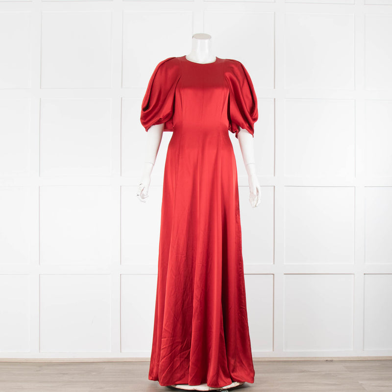 Roksanda Red Silk Satin Draped Evening Gown