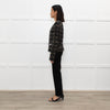 Rebecca Taylor Brown and Black Tweed Zip Jacket with Leather Trim