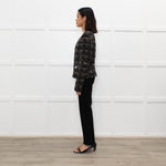 Rebecca Taylor Brown and Black Tweed Zip Jacket with Leather Trim