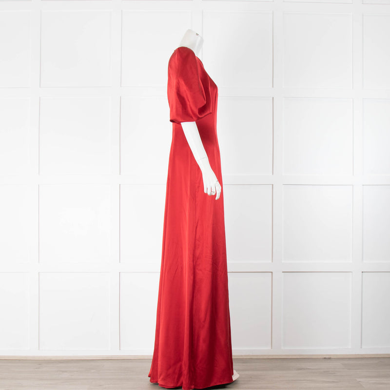 Roksanda Red Silk Satin Draped Evening Gown