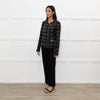 Rebecca Taylor Brown and Black Tweed Zip Jacket with Leather Trim
