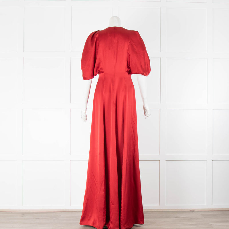 Roksanda Red Silk Satin Draped Evening Gown