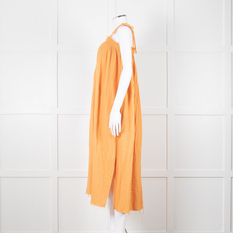 Loup Charmant Orange Cheesecloth Strappy Dress
