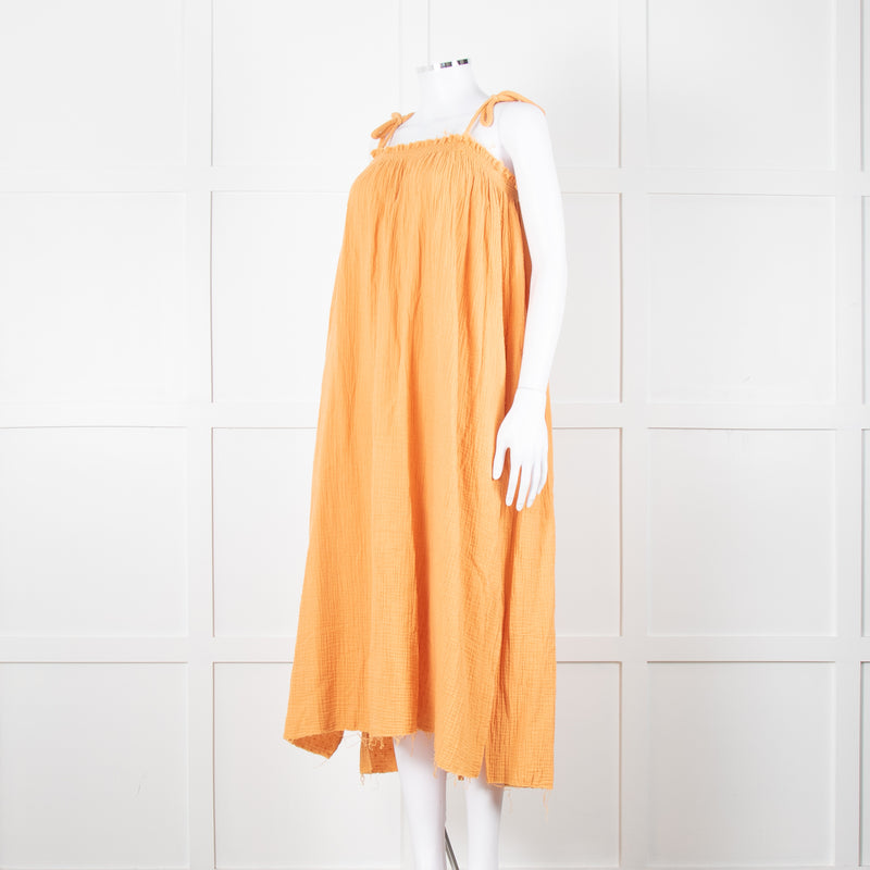 Loup Charmant Orange Cheesecloth Strappy Dress