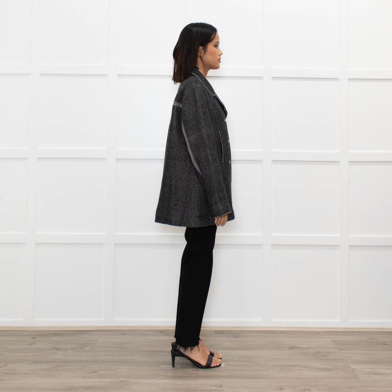Pero Grey Striped Double Breasted Jacket