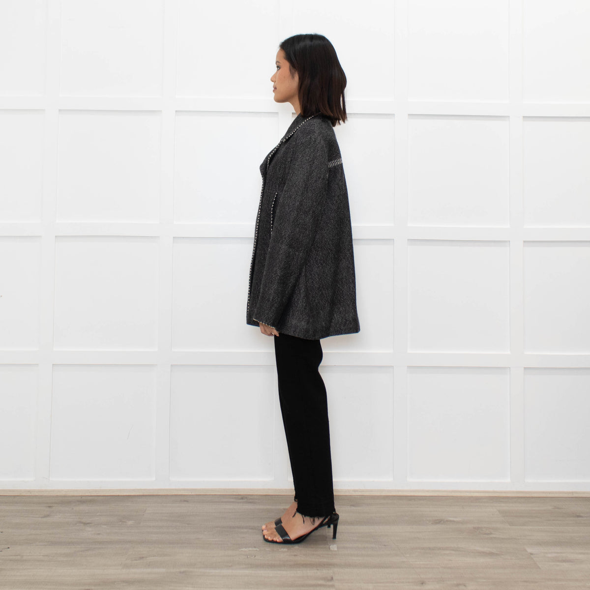 Pero Grey Striped Double Breasted Jacket