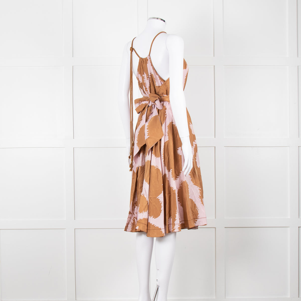 Diane Von Furstenberg Brown and Lilac Jumbo Floral Print Midi Dress