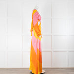 Raquel Diniz Orange/Pink/Yellow Silk Long Sleeve Dress