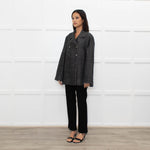 Pero Grey Striped Double Breasted Jacket