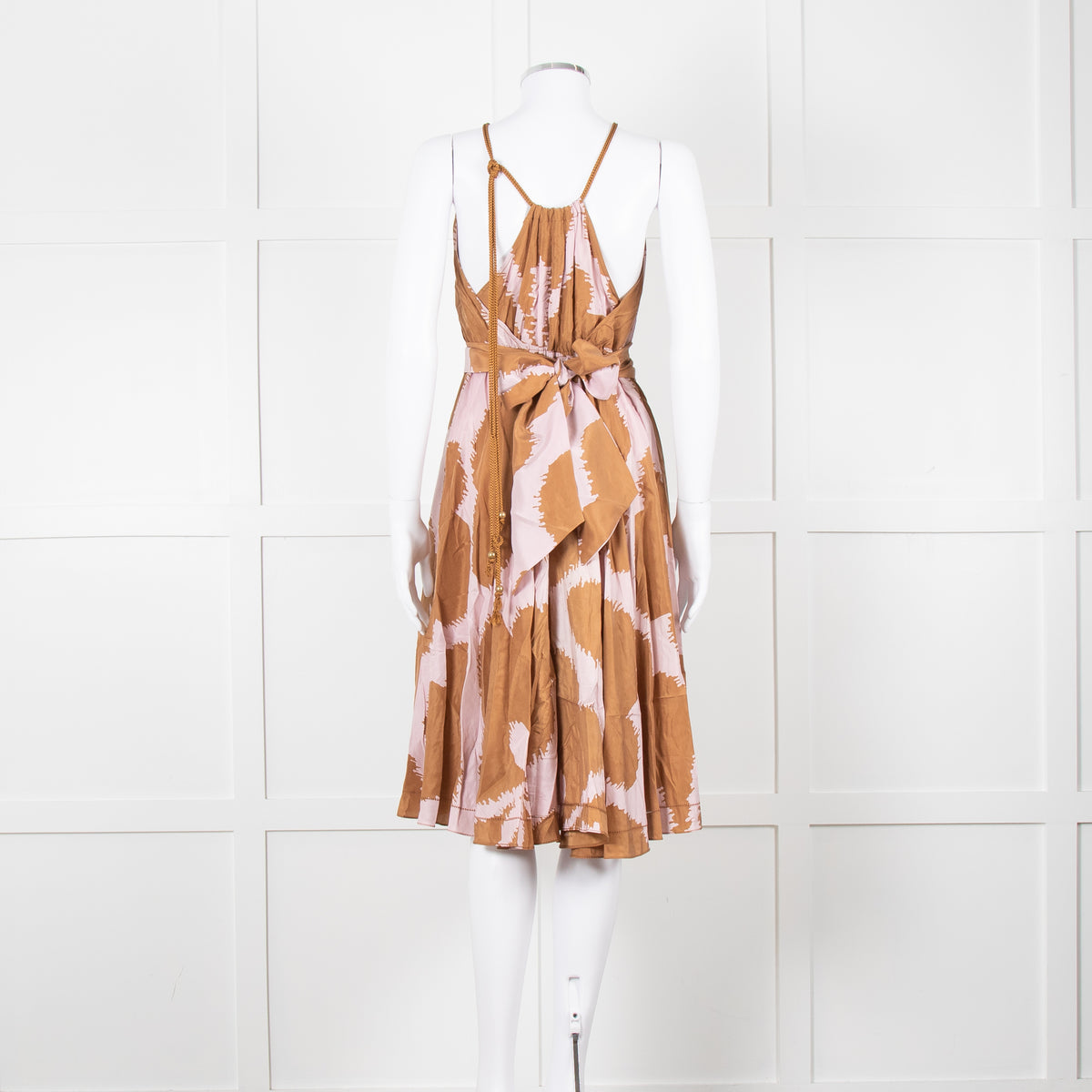 Diane Von Furstenberg Brown and Lilac Jumbo Floral Print Midi Dress