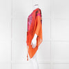 Roberto Cavalli Pink and Orange Silk Draped Tie Waist Plumage Kaftan Top