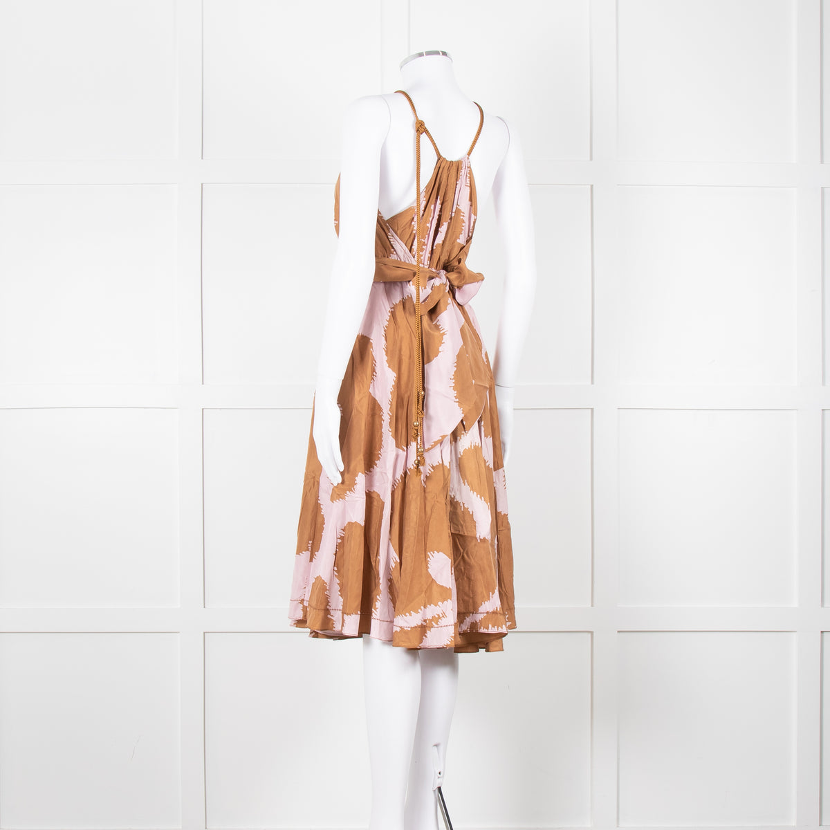 Diane Von Furstenberg Brown and Lilac Jumbo Floral Print Midi Dress