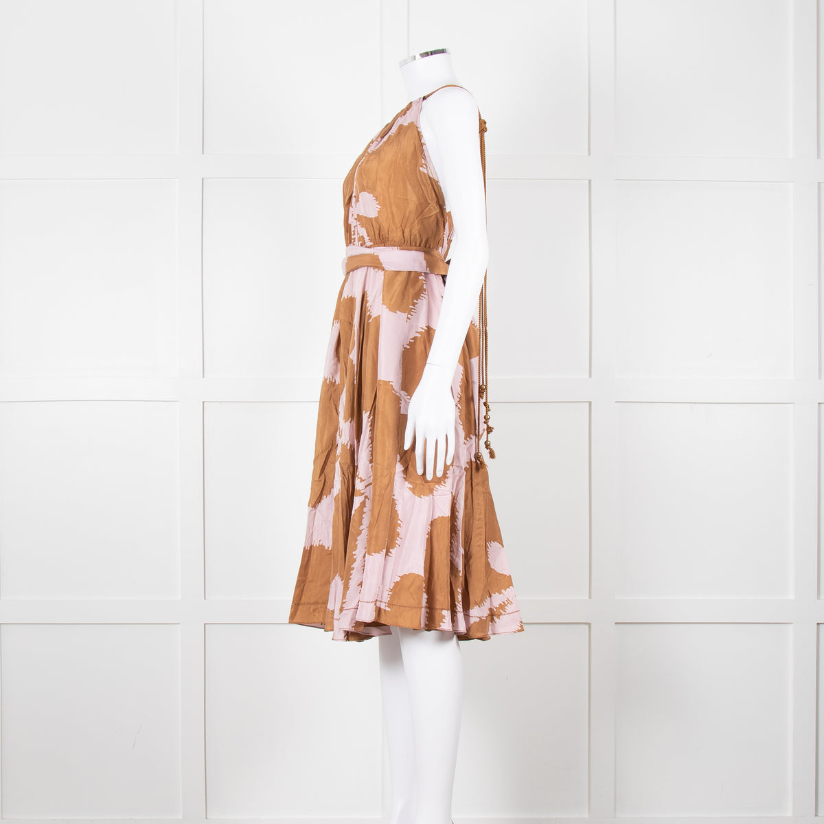 Diane Von Furstenberg Brown and Lilac Jumbo Floral Print Midi Dress