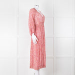 Poupette St Barth Pink Floral Long Sleeve Midi Dress