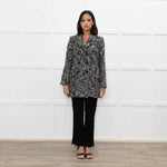 The Kooples Black Cream Melange Tweedy Short Coat