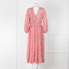 Poupette St Barth Pink Floral Long Sleeve Midi Dress