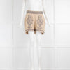 Twin Set Sand Colour Linen Shorts With Crystals