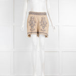 Twin Set Sand Colour Linen Shorts With Crystals