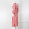 Poupette St Barth Pink Floral Long Sleeve Midi Dress