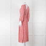 Poupette St Barth Pink Floral Long Sleeve Midi Dress
