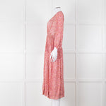 Poupette St Barth Pink Floral Long Sleeve Midi Dress