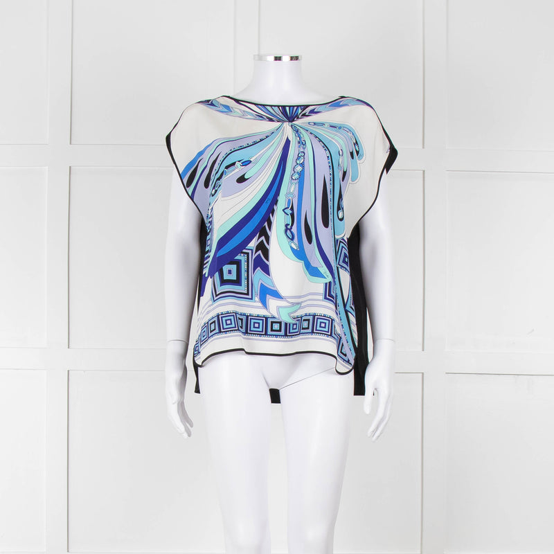Emilio Pucci Blue Patterned Sleeveless Blouse