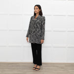The Kooples Black Cream Melange Tweedy Short Coat