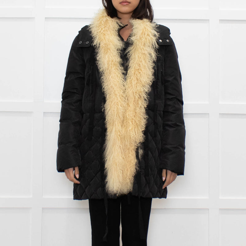 Max & Co Black Fur Trimmed Quilted Down Coat