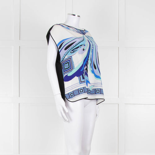 Emilio Pucci Blue Patterned Sleeveless Blouse