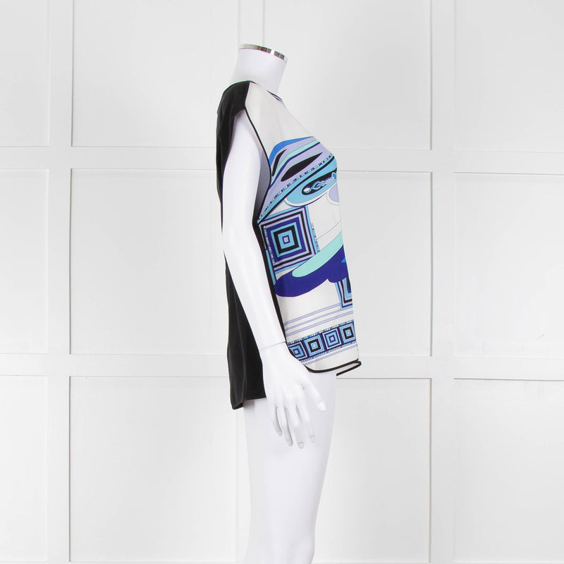 Emilio Pucci Blue Patterned Sleeveless Blouse