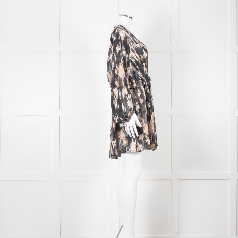 Iro Brown Printed Crepe de Chine Mini Dress
