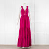 Saloni Fuchsia Tiered Lace Detail Sleeveless Maxi Dress
