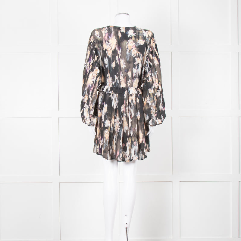 Iro Brown Printed Crepe de Chine Mini Dress